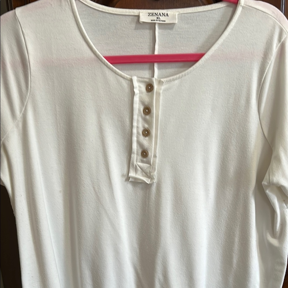 Zenana Outfitters White Button Down Shirt with Polo Collar and Short Sleeves